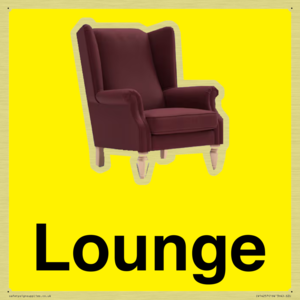 Lounge Dementia Friendly Yellow SIgn